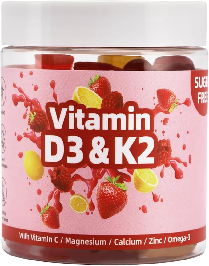 Bruce &amp Shark Vitamin D3 + K2 Gummies – 60 Count | Supports Healthy Bones &amp Teeth Protection Promotes Calcium Absorption Heart &amp Immune Health Sugar-Free Plant-Based Non-GMO Gluten-F