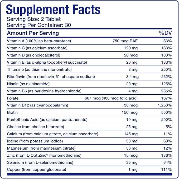 Iron Free Multivitamin for Women 50 and Over - Gentle Easy to Digest Over 50 Multivitamin for Men &amp Women with 30 Nutrients for Comprehensive Wellness &amp Immune Support - Made in The US - 30 Se