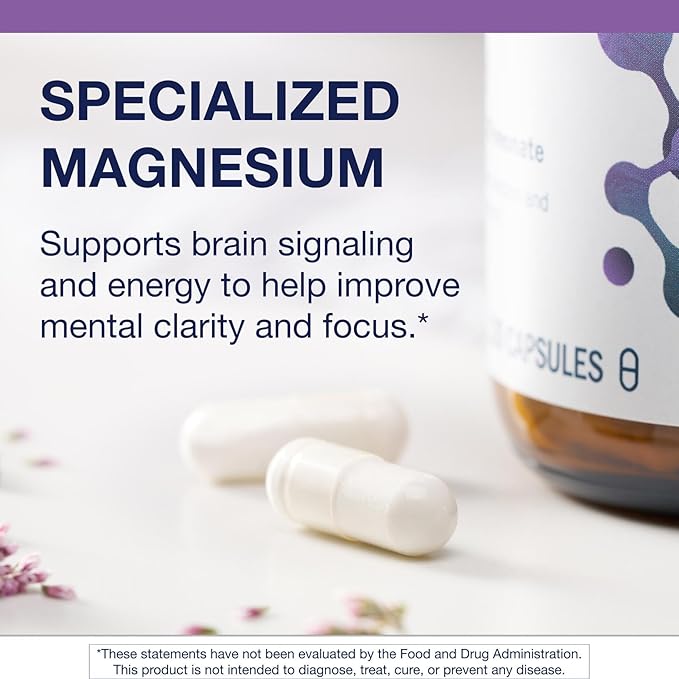 Metagenics Magnesium L-Threonate - Magtein Magnesium for Brain Health Memory Learning &amp Cognitive Support - Clinically Studied Bioavailable Form - Non-GMO Gluten-Free Vegan - 120 Capsules
