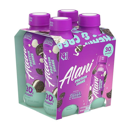 Alani-Nu Protein Shake Cookies and Cream Flavor 30g Protein Per Bottle Lactose-Free Gluten-Free Low Sugar High-Protein Drink for Muscle Growth Perfect for Breakfast or Post-Workout 2 Box With