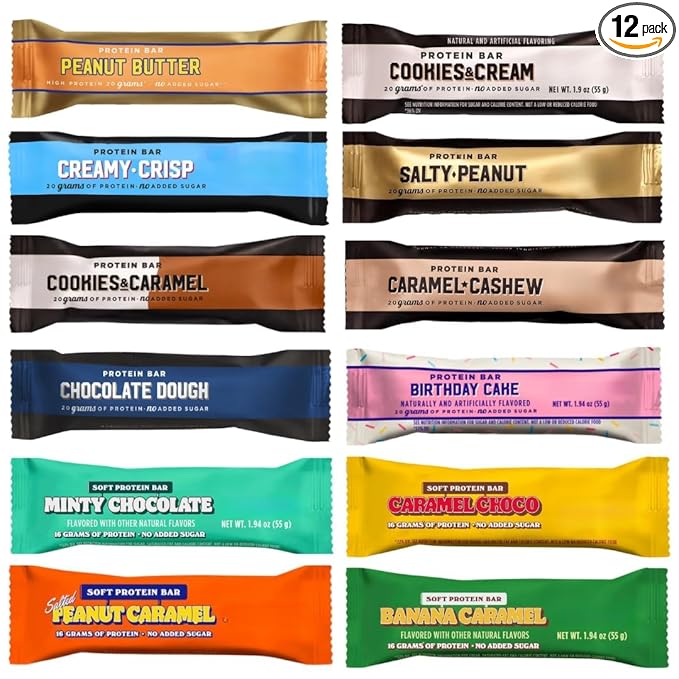 BarebeIIs Protein Bar Variety Pack Sampler Protein Snacks with 20g of High Protein (12 Pack)