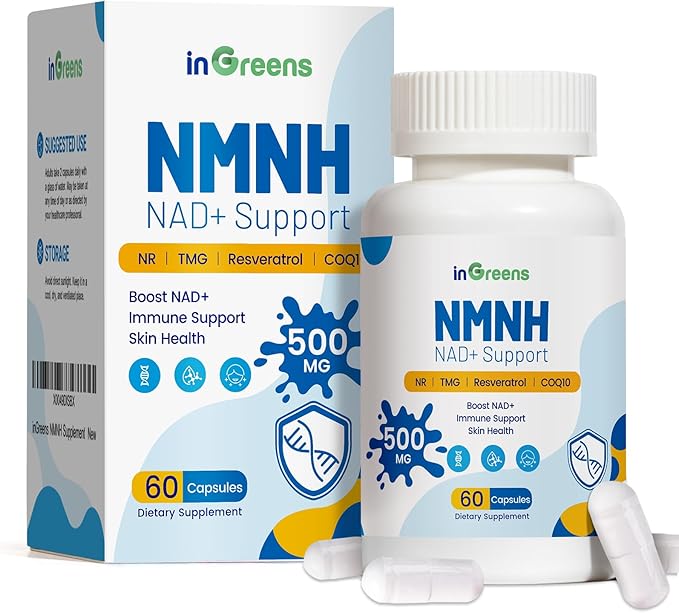 500mg NMNH NMN Supplement Alternative with NR TMG Resveratrol COQ10 NAD Supplement Anti Aging Energy Boost NAD+ Levels 60 Capsules