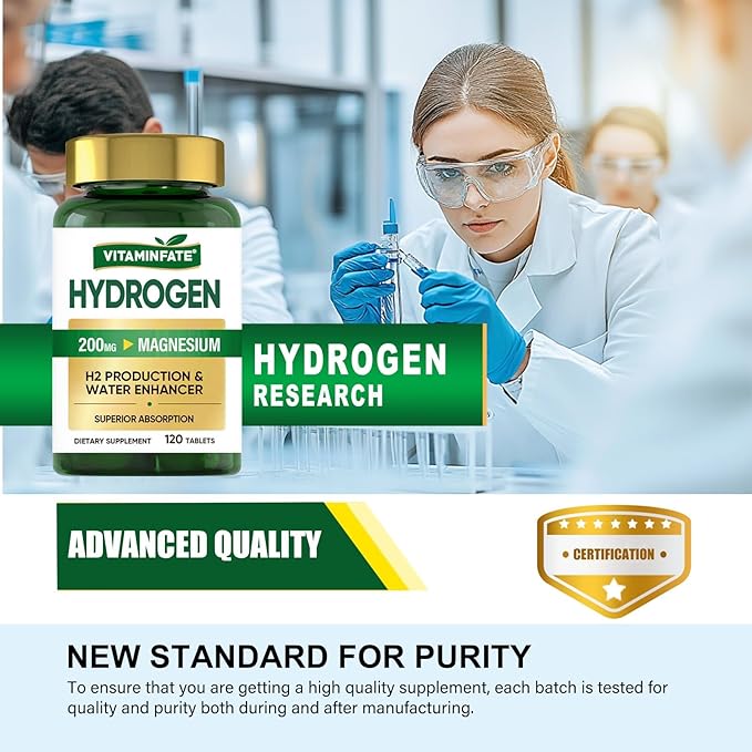 Hydrogen Water Tablets with Magnesium &amp Electrolytes 120 Tablets | H2 Molecular Hydrogen Supplement to Support Energy Brain Health Metabolism &amp Healthy Aging