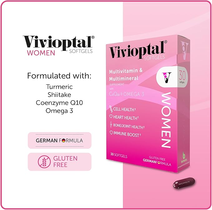 Vivioptal Women 30 Capsules CoQ10 &amp Omega-3 Multivitamin &amp Multimineral Gluten Free German Formula