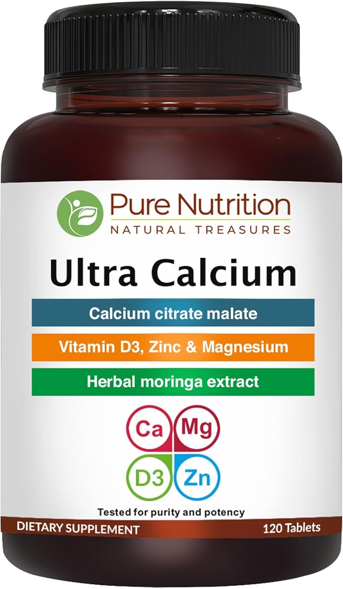 Pure Nutrition Vitamin D3 K2 + Ultra Calcium | Plant-Based D3 from Lichen | 120 Tablets Each