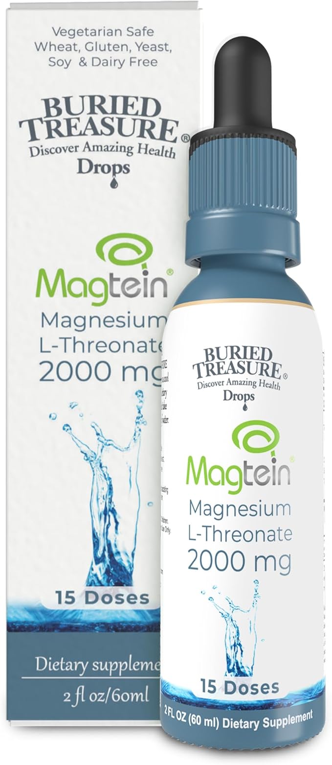 Buried Treasure Magtein - 2 oz. 15 Doses Brain Health Magnesium L-Threonate for Enhanced Memory and Sleep