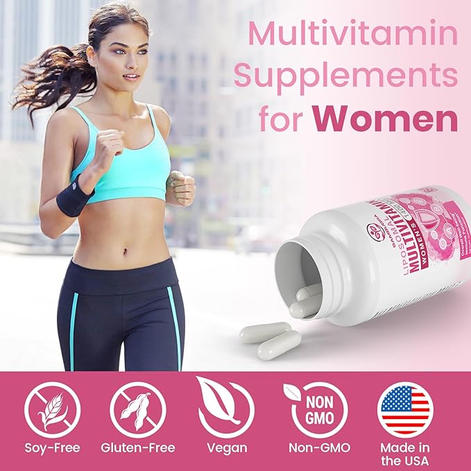 Liposomal Multivitamin for Women 1400MG - Womens Daily Multi Vitamins Supplements with Iron Vitamin A C D E and B Complex for Immune Health Hair &amp Skin Support for Women 18+