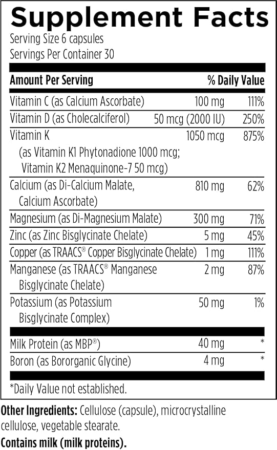 Designs for Health OsteoForce Supreme - Premium Bone Support Supplement with Basic Milk Protein (MBP) - Calcium Malate Magnesium Zinc Chelate 2000 IU Vitamin D VIT K - Non-GMO (180 Capsules)