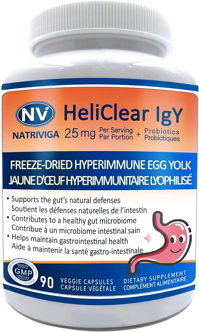 Heliclear IgY Immunoglobulins + Probiotics – Dual-Action Formula for Premium Immune &amp Gut Health Support – Freeze-Dried Hyperimmune Egg Yolk Extract with 60 Billion CFU – 90 Capsules