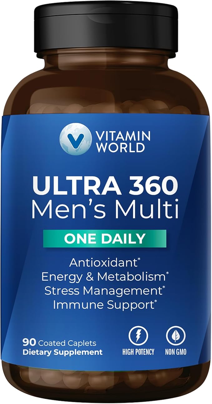 Vitamin World Ultra 360 Multivitamin for Men One Daily Men's Multivitamin with Minerals Herbs &amp Antioxidants Daily Supplement with Vitamin A C D E &amp Zinc for Energy &amp Immune Support
