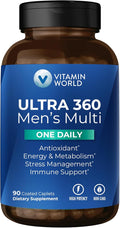 Vitamin World Ultra 360 Multivitamin for Men One Daily Men's Multivitamin with Minerals Herbs &amp Antioxidants Daily Supplement with Vitamin A C D E &amp Zinc for Energy &amp Immune Support