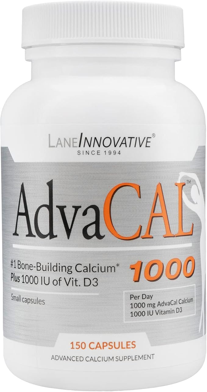 Lane Innovative - AdvaCAL 1000 Advanced Calcium Supplement Easy to Swallow Extra Small Capsule Supports Increased Bone Density (50 Servings)
