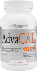 Lane Innovative - AdvaCAL 1000 Advanced Calcium Supplement Easy to Swallow Extra Small Capsule Supports Increased Bone Density (50 Servings)