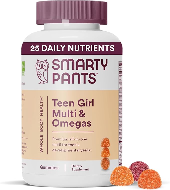SmartyPants Organic Kids Multivitamin Gummies: Probiotics Omega 3 (ALA) &amp Teen Girl Multivitamin Gummies: Omega 3 Fish Oil (EPA/DHA) Vitamin D3 C Vitamin B12 B6