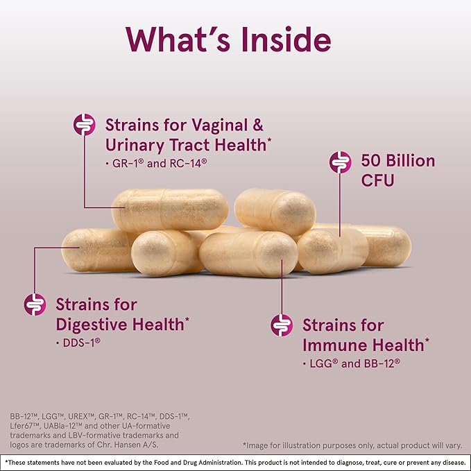 Jarrow Formulas Fem-Dophilus Vaginal &amp Digestive Probiotic 50 Billion CFU 9 Clinically-Studied Strains for Vaginal Flora &amp Yeast Balance Urinary Tract Digestive &amp Immune Support 30 C