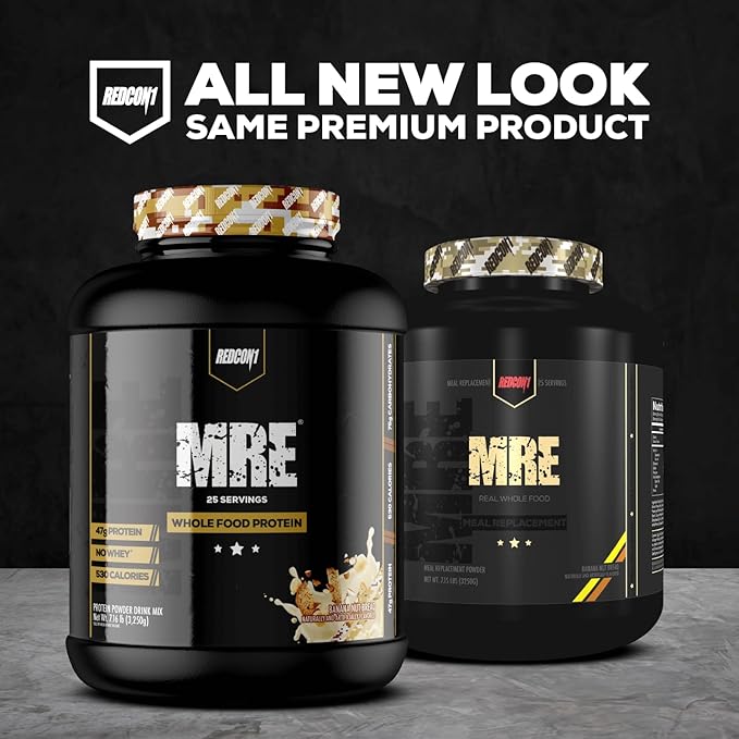REDCON1 MRE Protein Powder Vanilla Milkshake - Meal Replacement Protein Blend Made with MCT Oil &amp Whole Foods - Protein with Natural Ingredients to Aid in Muscle Recovery (25 Servings)