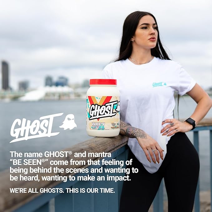 GHOST Whey Protein Powder Coffee Ice Cream - 2LB 25G of Protein - Whey Protein Blend - ­Post Workout Fitness &amp Nutrition Shakes Smoothies Baking &amp Cooking - Soy &amp Gluten-Free