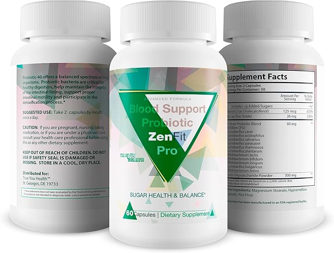 Blood Support Probiotic Zenfit Pro - Our Best Probiotic Blood Support Supplement - Promote Sugar Health &amp Blood Balance - Blood Support Pills - Probiotic Blood Capsules - Sugar Health Blood Health
