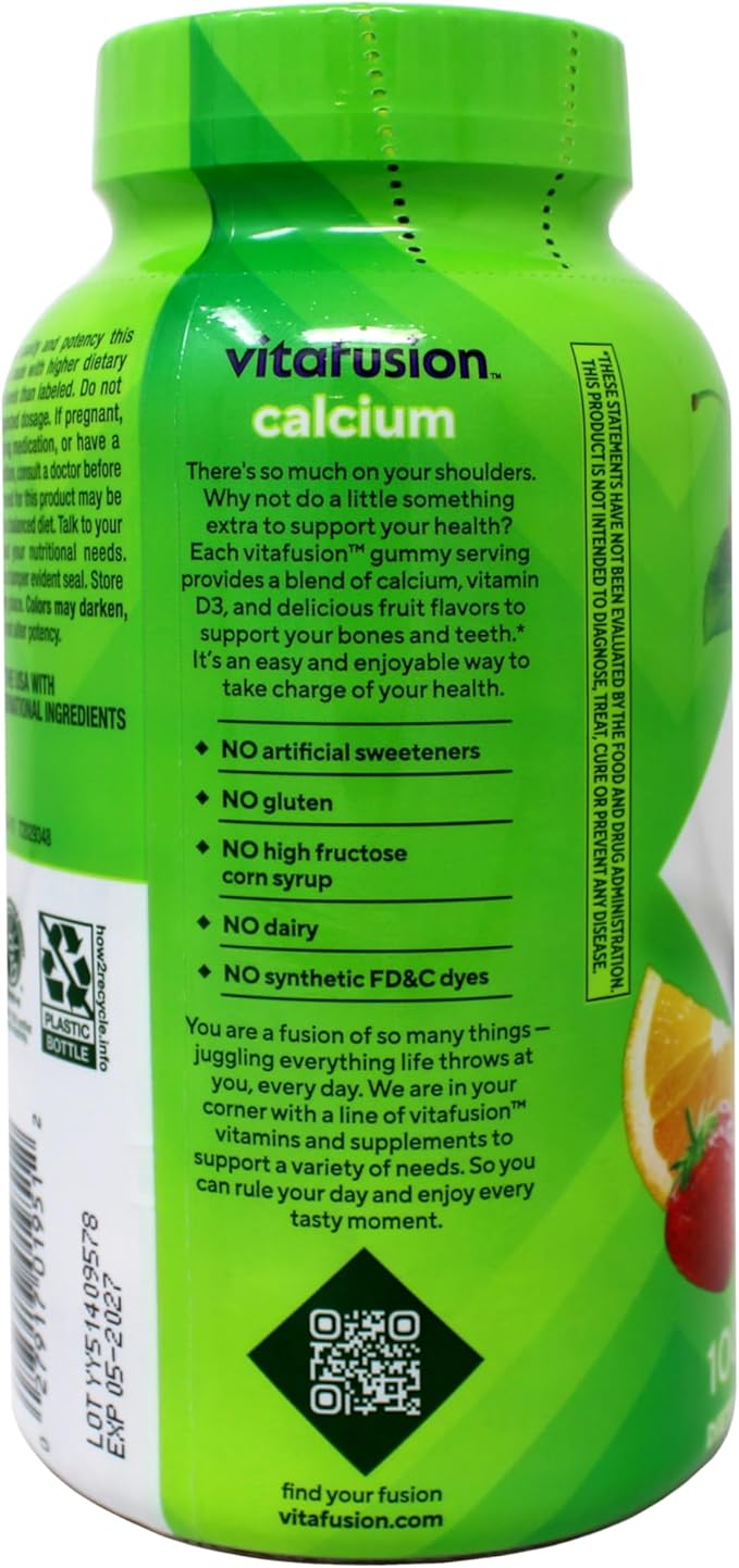 Vitafusion Calcium Gummy Vitamins for Adults 500mg Creamy Swirled Fruits 400 Count