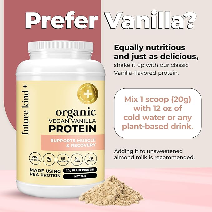 Future Kind Vegan Protein Powder Chocolate Pea Plant Protein for Lean Muscle with Iron &amp Fiber Whey-Free Sugar-Free Soy-Free Non-Dairy (34 Servings)