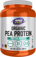 NOW Foods Sports Nutrition Certified Organic Pea Protein 15 Grams Unflavored Powder 1.5-Pound