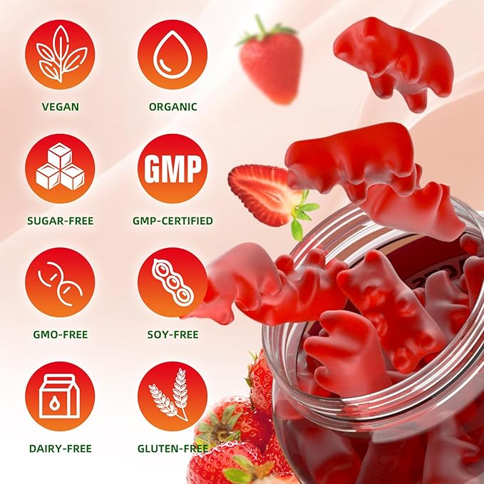2 Pack Calcium Citrate Gummies Sugar Free Calcium Citrate 1000mg for Muscle Healthy Absorption Calcium Supplements for Adults &amp Kids Strawberry 120 Count