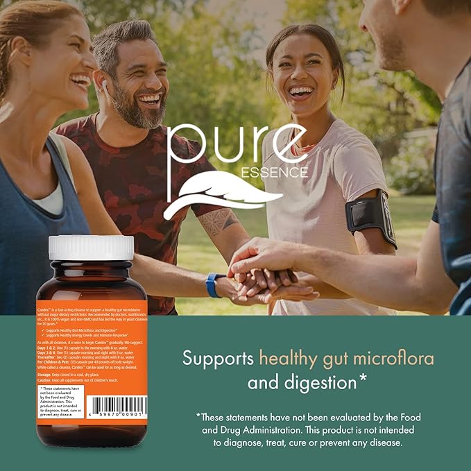 Pure Essence Candex Supplement - Yeast Overgrowth Supplement with Digestive Enzymes Yeast Infection Probiotic Aid for Men and Women - 40 Capsules