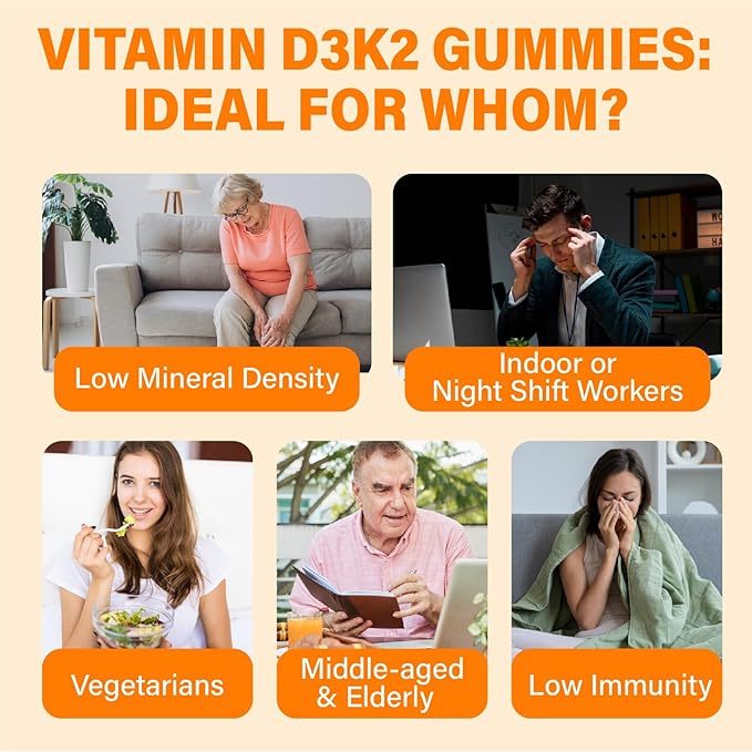 Vitamin D3 Supplement 10000IU for Adult - Vitamin D3 5000IU / 10000IU Gummies with K2 Methyl B12 Calcium Magnesium Zinc and Elderberry for Women &amp Men - Sugar-Free Vegan Vitamin D Gummies