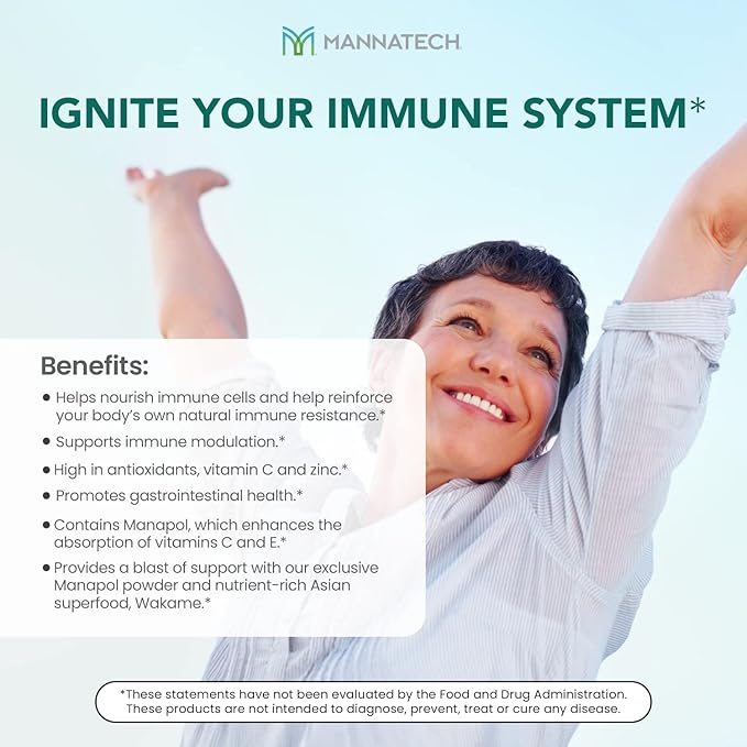 Mannatech Advanced Immune Support Supplement - 150% More Vitamin C Increased Manapol Zinc &amp Glyconutrients for Immunity in MannaBOOM 10 Slimsticks