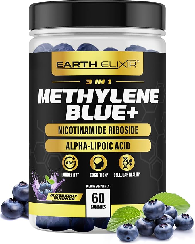 3-in-1 Methylene Blue Gummies – Methylene Blue Pharmaceutical Grade w/Alpha Lipoic Acid (ALA) &amp NAD Supplement for Energy Cognitive &amp Cellular Support – 2 Month Supply &amp 3rd Party Tested