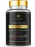 Nature's Blessing NAD+ Anti-Aging Gummies – Boost Cellular Repair Brain Clarity &amp Radiant Skin – with Biotin Collagen Resveratrol Vitamin D3 K2 Zinc &amp Keratin – Delicious Berry Bliss