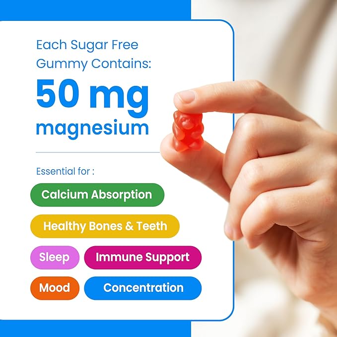 NutraChamps 120 Kids Magnesium Gummies - Sugar Free Calm Magnesium Gummies for Kids - 4 Month Supply - Supports Bone Health Sleep