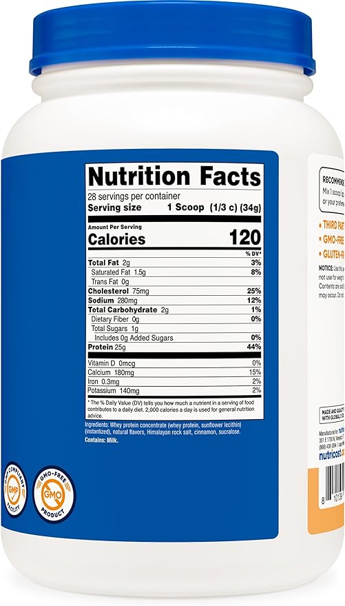 Nutricost Whey Protein Concentrate 2 LB Churro Flavored - GMO-Free Gluten-Free