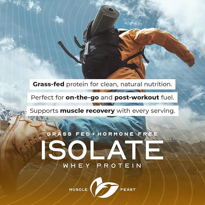 Muscle Feast Grass-Fed Whey Protein Isolate All Natural Hormone Free Pasture Raised Whey Isolate Protein Powder for Men and Women Clean Gluten-Free Delicious Isolate Protein - Cinnamon Roll 2lb