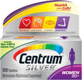 Centrum Silver Women's Multivitamin for Women 50 Plus Multivitamin/Multimineral Supplement with Vitamin D3 B Vitamins Calcium and Antioxidants Gluten Free Non-GMO Ingredients - 100 Count
