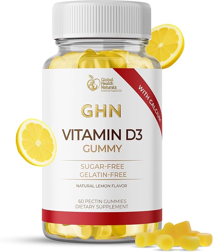 Sugar Free Vitamin D3 Gummies for Adults - Vegan Pectin-Based Gummy Vitamin D - 1000 IU Natural Lemon Flavor - Gluten Free Dairy Free Soy Free Daily D3 Gummies for Women &amp Men - 60 Count