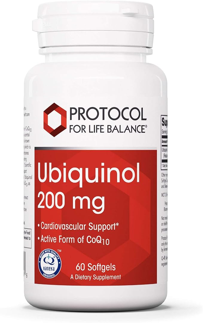 PROTOCOL FOR LIFE BALANCE Ubiquinol 200mg - Bioavailable CoQ10 Softgels - Heart Health Support - Oxidative Stress Quencher - Soy Free &amp Dairy Free - 60 Softgels