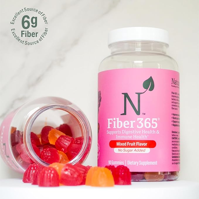 Fiber 365 Gummies Fiber Gummies for Adults | Digestive &amp Immune Support Prebiotic Fiber Supplement from Beets | Supports Gut Health | No Sugar Added Mixed Fruit Flavor | 30 Servings