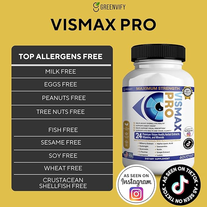 Vision Pro Max Eye Health Supplement 24 Premium Herbal Extracts Vitamins &amp Minerals 60 Capsules (1)