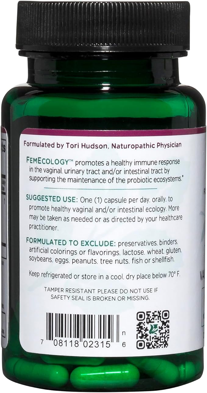 Vitanica FemEcology Vaginal and Intestinal Probiotic Support Vegetarian 30 Capsules