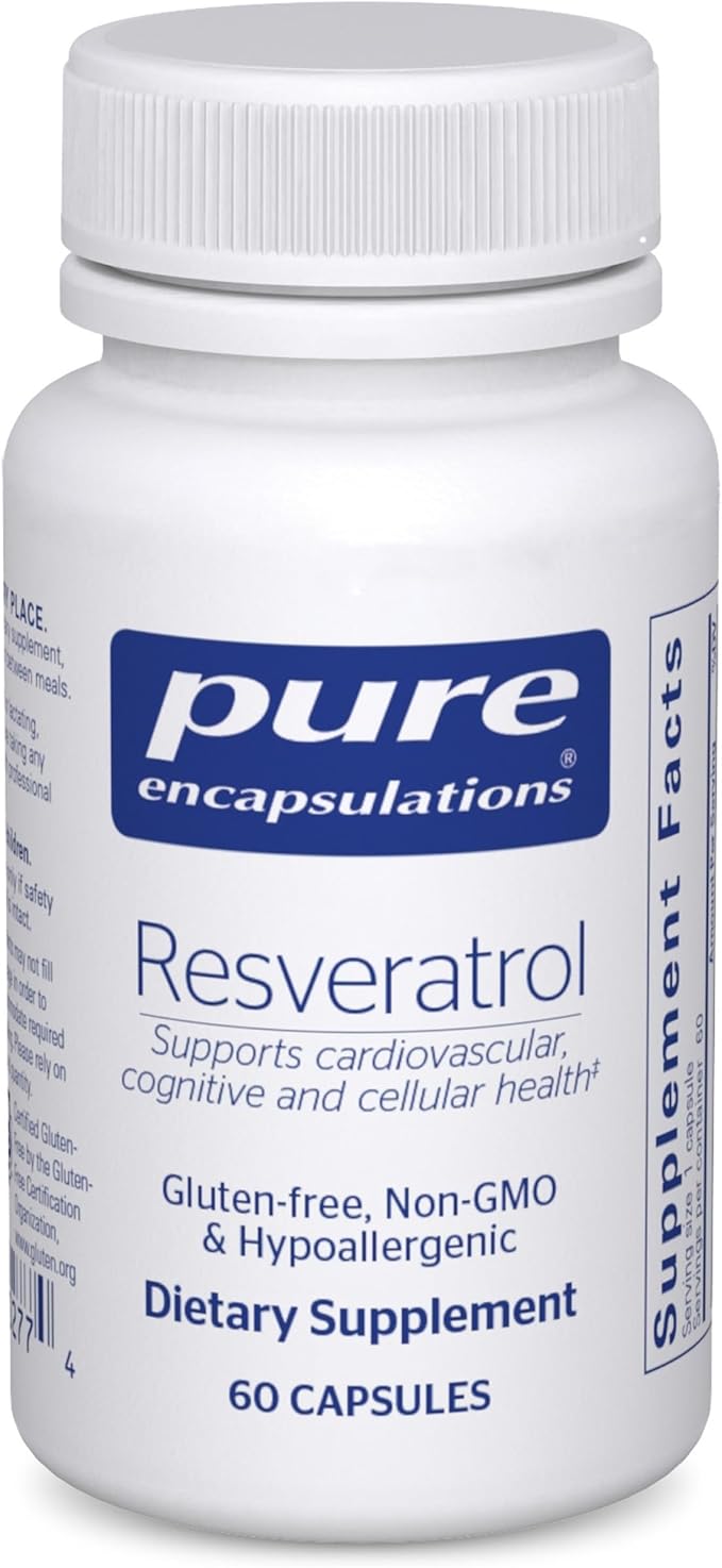 Pure Encapsulations Resveratrol - Cardiovascular Cellular Health &amp Memory Support* - 40 mg Trans-Resveratrol - Antioxidants Supplement - Gluten Free &amp Non-GMO - 60 Capsules