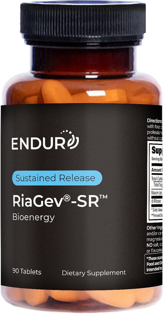 ENDUR-RIAGEV - Ribose + B3 - SR (Sustained Release) 600 mg - Riboside (NR) - NAD+ Booster Niacinamide &amp Ribose for Cellular Energy &amp Healthy Aging Support - Optimal 5–7 HR Absorption - 90 Tab