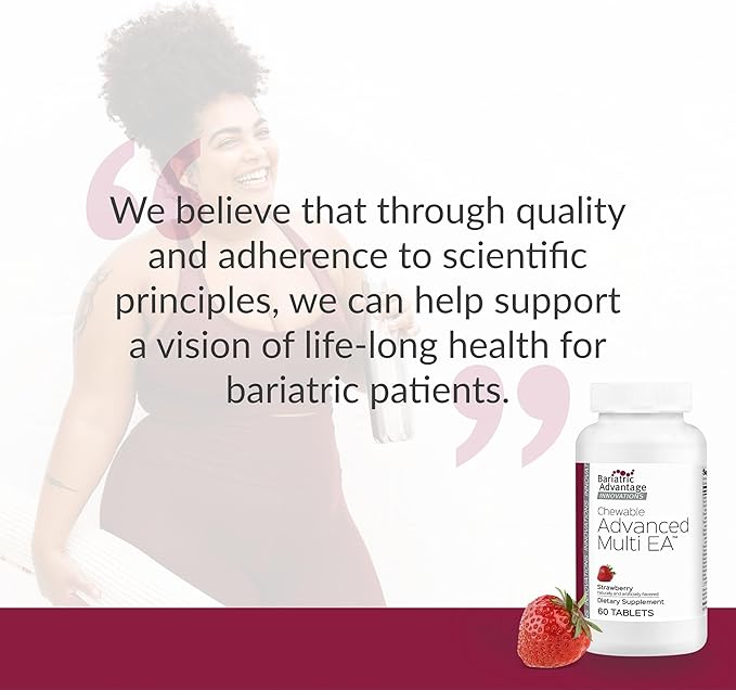 Bariatric Advantage Chewable Advanced Multi EA - High Potency Daily Multivitamin with Iron for Bariatric Surgery Patients - Strawberry Flavor - 60 Count