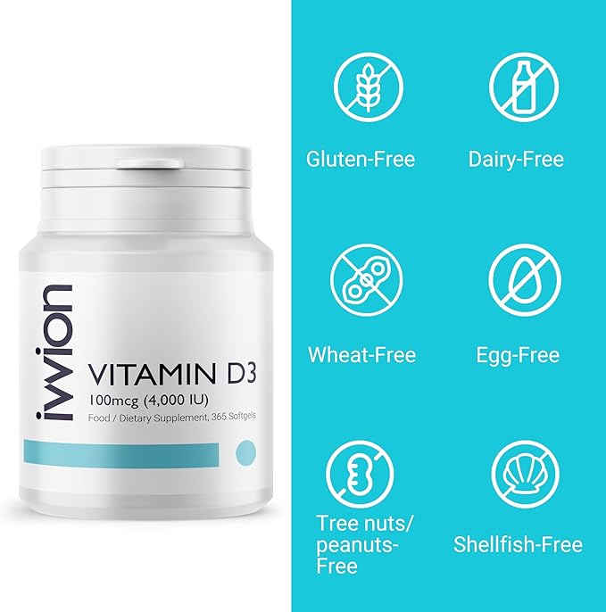 Preservative-Free Vitamin D3 4000 IU (100 µg) Softgel 1 Year Supply – High Strength Cholecalciferol | Gluten Free Non-GMO | Supports Immune System Bones Teeth &amp Muscles | UK Made 365 Count