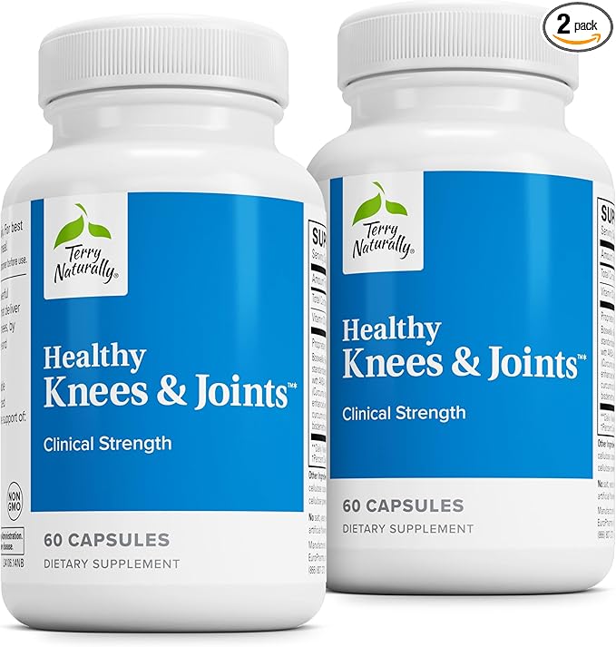 Terry Naturally Healthy Knees &amp Joints - Dietary Supplement to Support Bone Health &amp Joint Flexibility - Healthy Knee &amp Hip Aid with Calcium Fructoborate - 60 Capsules 2 Pack