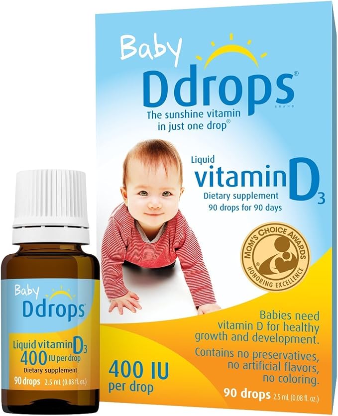 Ddrops 1072834 400 IU Liquid Vitamin D3 Drops for Babies 0.08 Fl. Oz (Pack of 2)