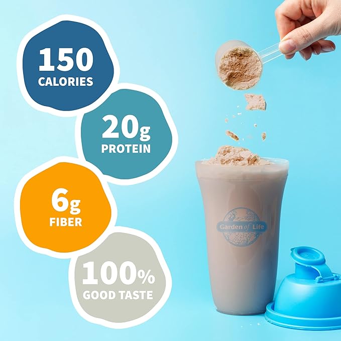 Garden of Life Organic Vegan Chocolate Protein Powder Raw Organic Meal Replacement Shakes - Chocolate Plant Based Vegan Protein Powder