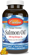 Carlson - Salmon Oil 500 mg Omega-3s Norwegian Heart Brain &amp Joint Health 300 Softgels