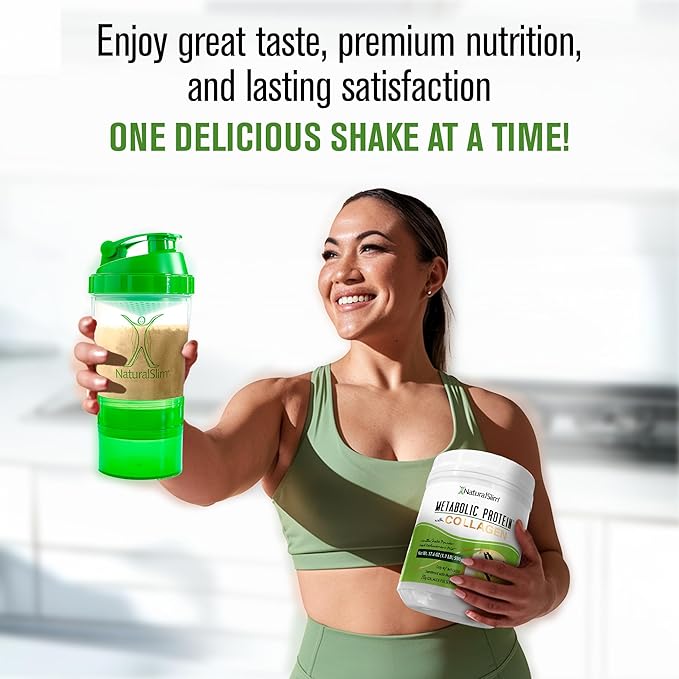 NaturalSlim Metabolic Protein Powder with Collagen whey protein powder shake Hydrolyzed Collagen with L-Glutamine for Metabolic Support Digestion Skin Joints &amp Muscle Low Carb 17.06 oz Vanil