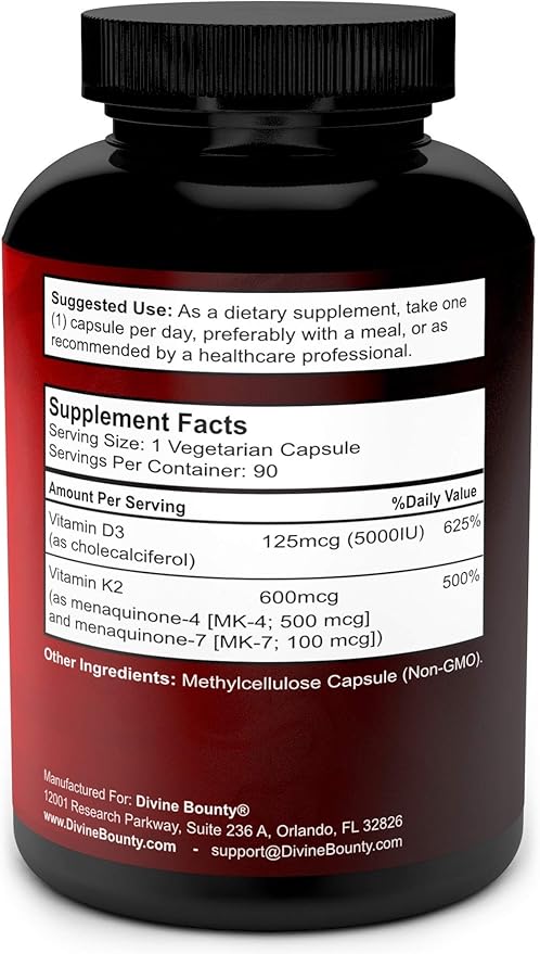 Divine Bounty Vitamin K2 with D3 &amp Men's Multivitamin Bundle